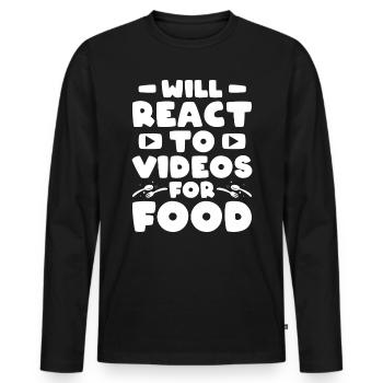 Reaction Streamer Video Reaktion Content Creator - Men's Premium Organic Long Sleeve Shirt - black - Front - Nico (187cm)