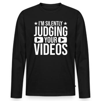 Reaction Streamer Video Reaktion Content Creator - Men's Premium Organic Long Sleeve Shirt - black - Front - Nico (187cm)