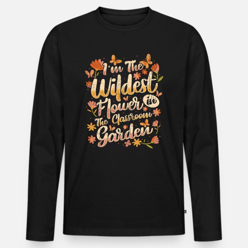 Lehrer Wildeste Blume im Klassenzimmer - Männer Premium Bio Langarmshirt - Schwarz