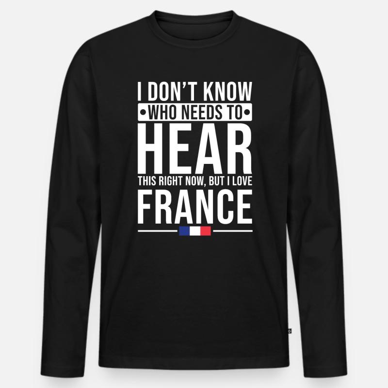 Frankreich Liebe - Männer Premium Bio Langarmshirt - Schwarz