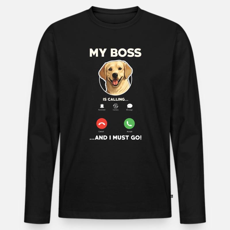 Labrador Retriever ruft - Männer Premium Bio Langarmshirt - Schwarz