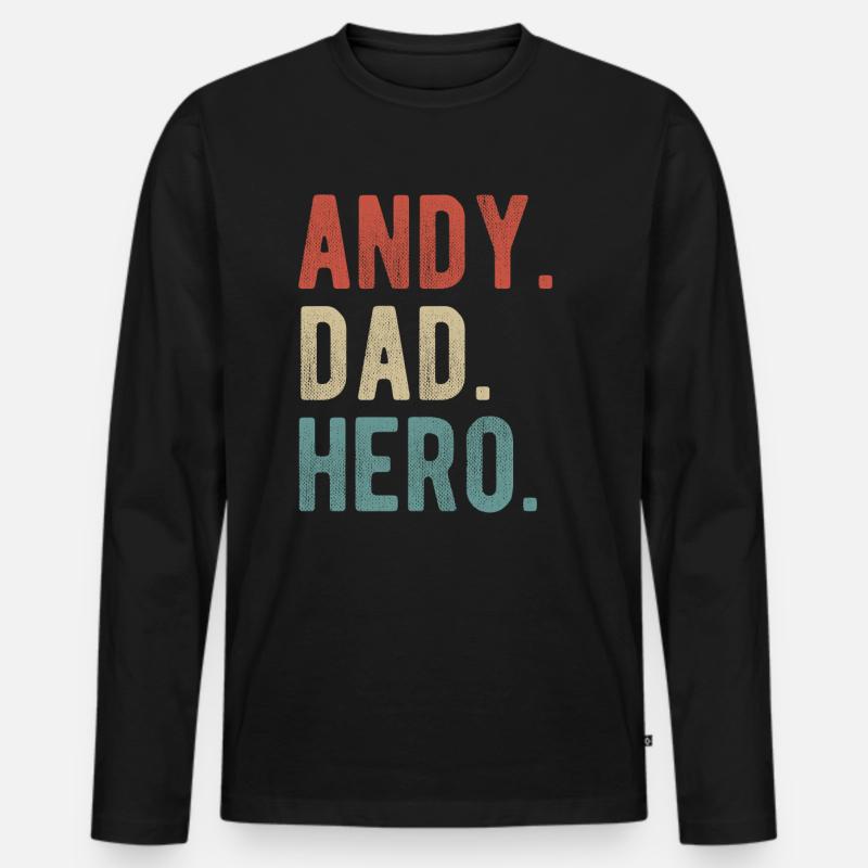 Andy Papa Held - Männer Premium Bio Langarmshirt - Schwarz