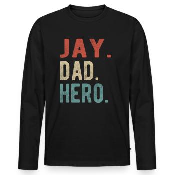 Jay Dad Hero - Men's Premium Organic Long Sleeve Shirt - black - Front - Nico (187cm)