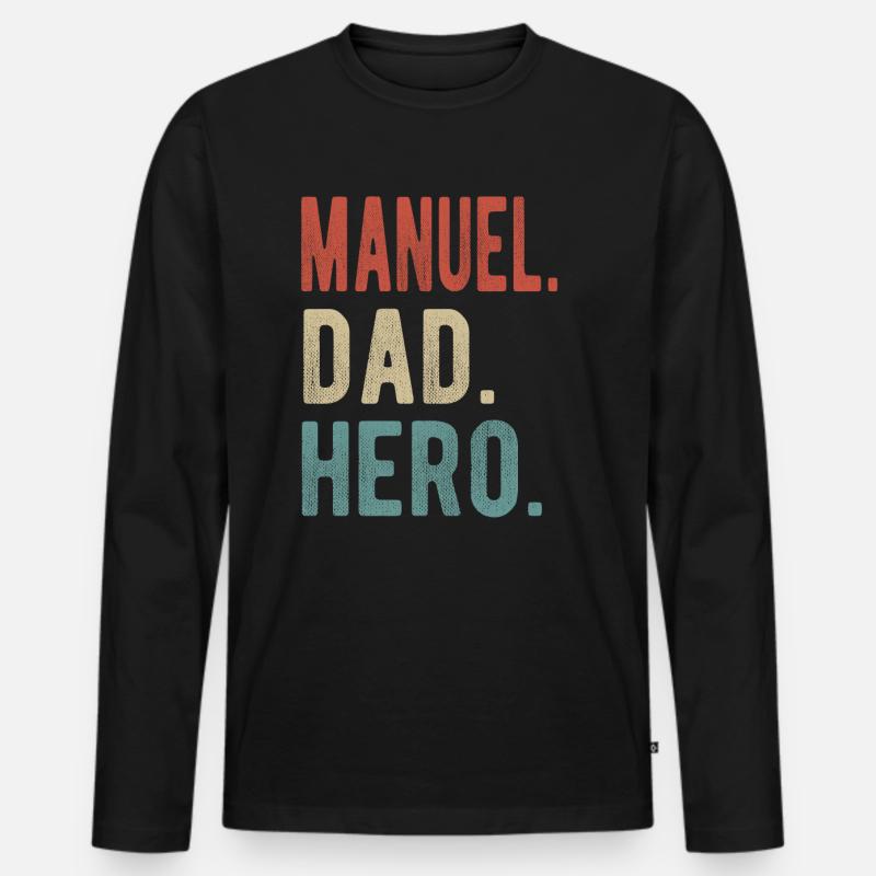 Manuel Papa Held - Männer Premium Bio Langarmshirt - Schwarz
