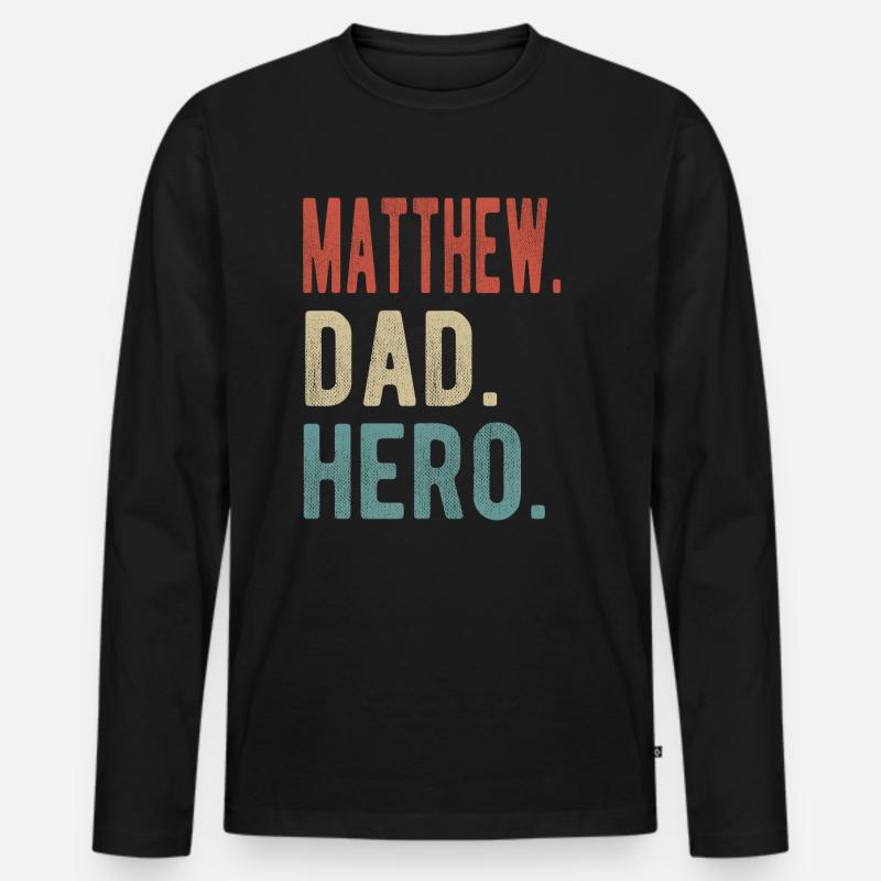 Matthew Papa Held - Männer Premium Bio Langarmshirt - Schwarz