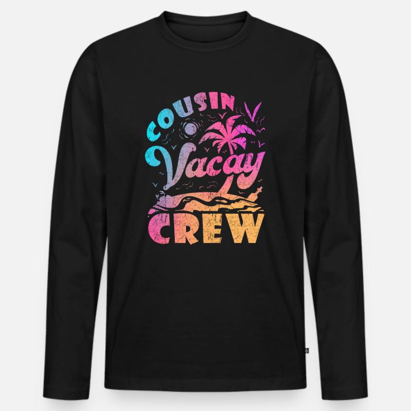 Cousin Vacay Crew - Männer Premium Bio Langarmshirt - Schwarz