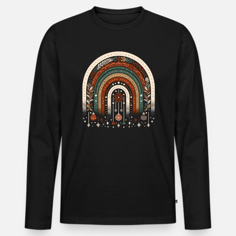 Weihnachtskranz böhmischer Regenbogen Weihnachten - Männer Premium Bio Langarmshirt - Schwarz