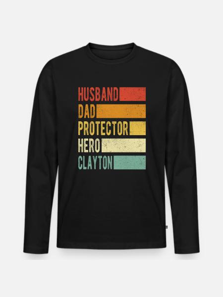 Clayton Name Dad Gift - Men's Premium Organic Long Sleeve Shirt - black