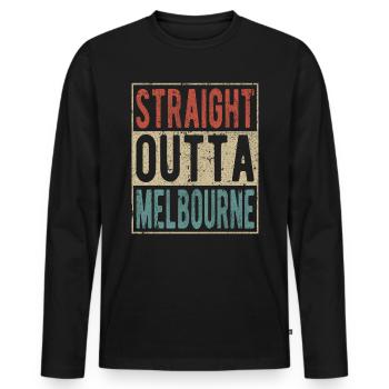 Direkt aus Melbourne heraus - Männer Premium Bio Langarmshirt - Schwarz - Vorne - Nico (187cm)