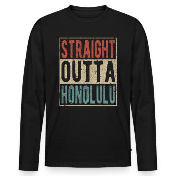 Direkt aus Honolulu heraus - Männer Premium Bio Langarmshirt - Schwarz - Vorne - Nico (187cm)