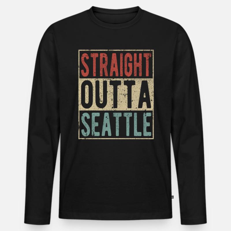 Direkt aus Seattle - Männer Premium Bio Langarmshirt - Schwarz