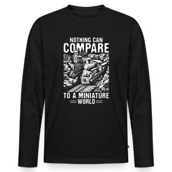 Chemin de fer miniature Train Passionné de chemin de fer - T-shirt manches longues Premium bio Homme - noir - Devant - Nico (187cm)