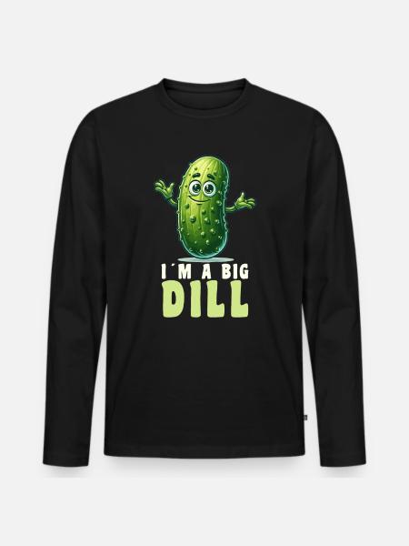 Pickles Roliga Pickles Gurka Ordlek - Ekologisk långärmad premium-T-shirt herr - svart