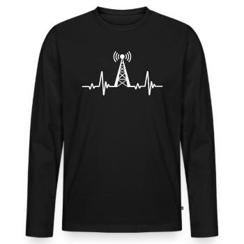 Opérateur radioamateur Antenne de fréquence amateur - T-shirt manches longues Premium bio Homme - noir - Devant - Nico (187cm)