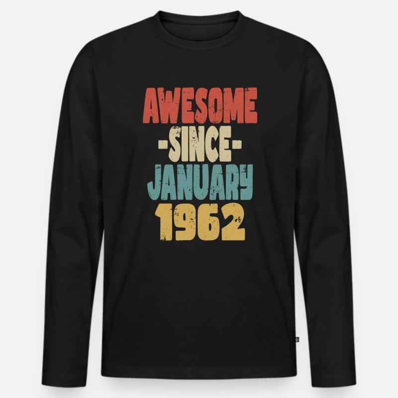 Fantastischer Januar 1954 - Männer Premium Bio Langarmshirt - Schwarz