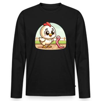 Hühnerwurm-Farm-Farm-Bauer - Männer Premium Bio Langarmshirt - Schwarz - Vorne - Nico (187cm)