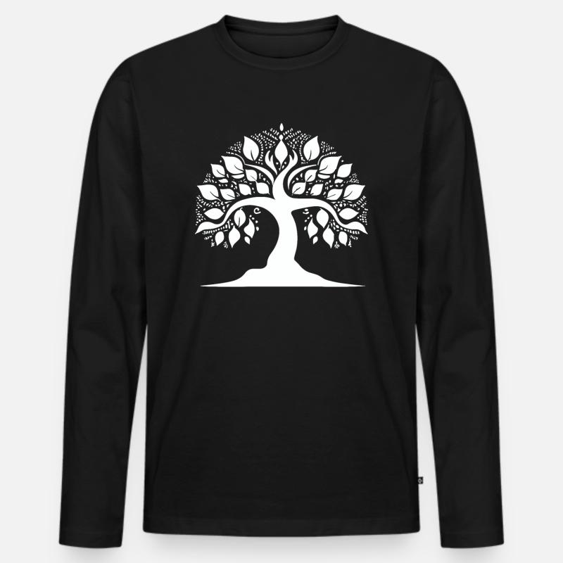 Yoga Baum des Lebens - Männer Premium Bio Langarmshirt - Schwarz