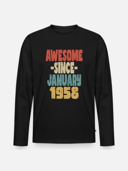 Awesome January 1958 - Men's Premium Organic Long Sleeve Shirt - black