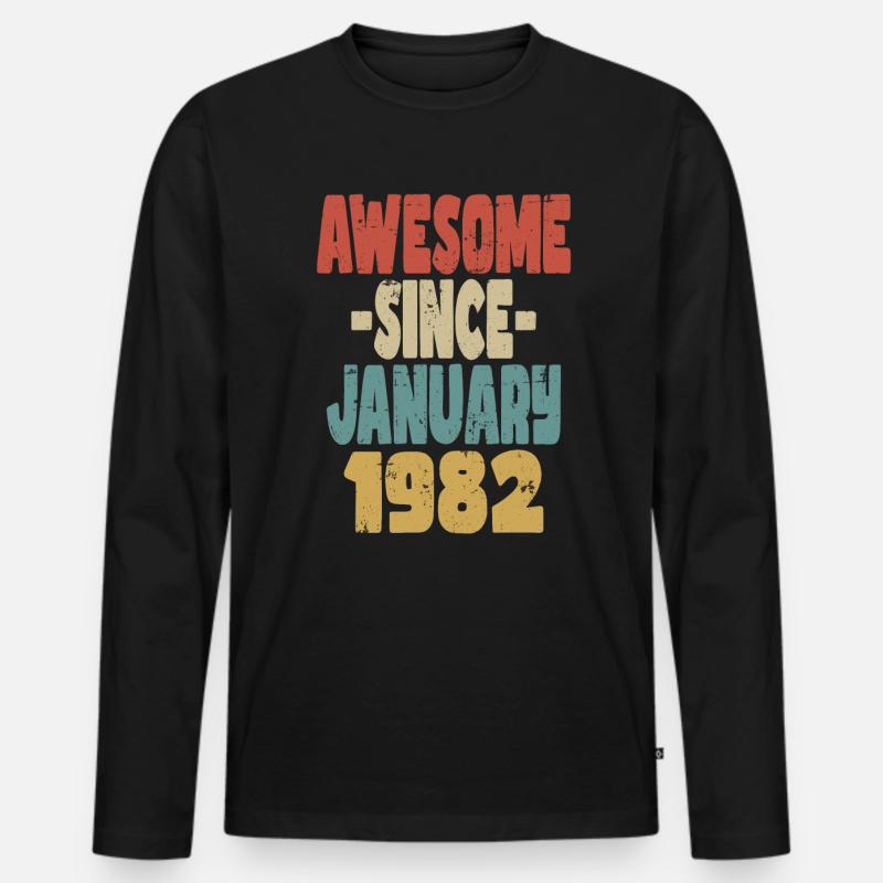 Fantastischer Januar 1982 - Männer Premium Bio Langarmshirt - Schwarz