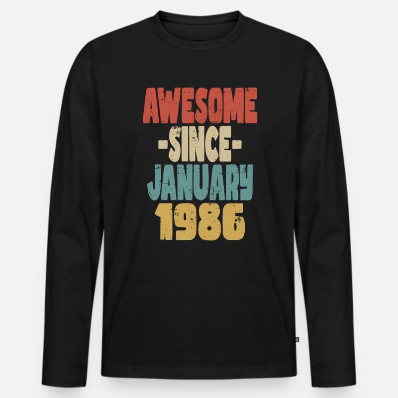 Fantastischer Januar 1986 - Männer Premium Bio Langarmshirt - Schwarz