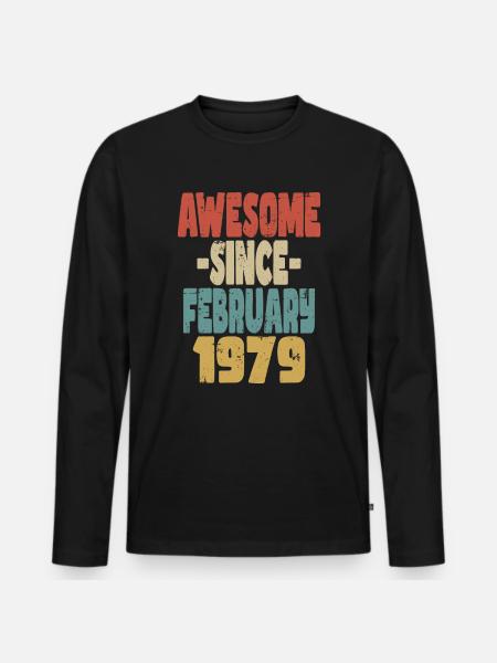 Awesome February 1979 - Men's Premium Organic Long Sleeve Shirt - black