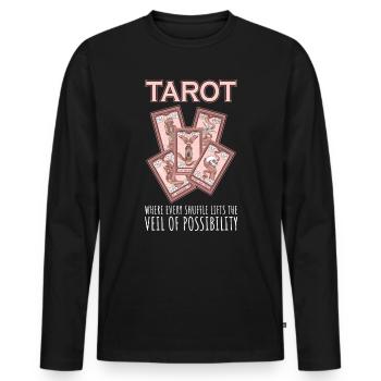 Carte de Tarot - T-shirt manches longues Premium bio Homme - noir - Devant - Nico (187cm)