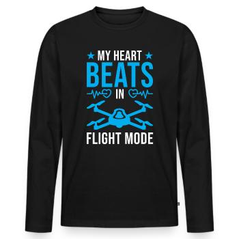 Drohnenpiloten-Design-Flugmodus - Männer Premium Bio Langarmshirt - Schwarz - Vorne - Nico (187cm)