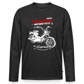 Moped Cult 70s Vintage - Men's Premium Organic Long Sleeve Shirt - heather anthracite - Front - Nico (187cm)