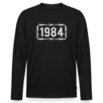 Anniversaire Vintage 1984 fil de fer barbelé - T-shirt manches longues Premium bio Homme - noir - Devant - Nico (187cm)