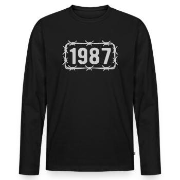 Geburtstag Jahrgang 1987 Stacheldraht - Männer Premium Bio Langarmshirt - Schwarz - Vorne - Nico (187cm)