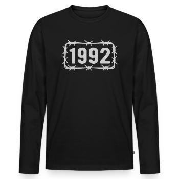 Geburtstag Vintage 1992 Stacheldraht - Männer Premium Bio Langarmshirt - Schwarz - Vorne - Nico (187cm)