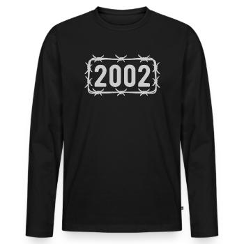 Anniversaire Vintage 2002 fil de fer barbelé - T-shirt manches longues Premium bio Homme - noir - Devant - Nico (187cm)