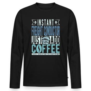 Le conducteur de fret instantané ajoute simplement du café - T-shirt manches longues Premium bio Homme - noir - Devant - Nico (187cm)