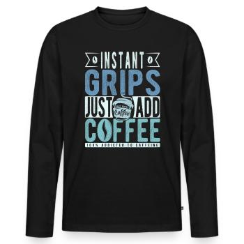 Les poignées instantanées ajoutent simplement du café - T-shirt manches longues Premium bio Homme - noir - Devant - Nico (187cm)