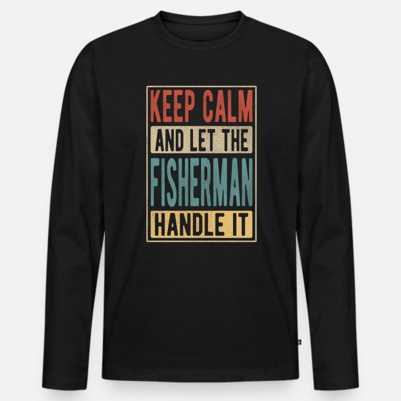 Fischer Retro Geschenk - Männer Premium Bio Langarmshirt - Schwarz