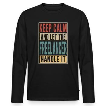 Cadeau rétro freelance - T-shirt manches longues Premium bio Homme - noir - Devant - Nico (187cm)