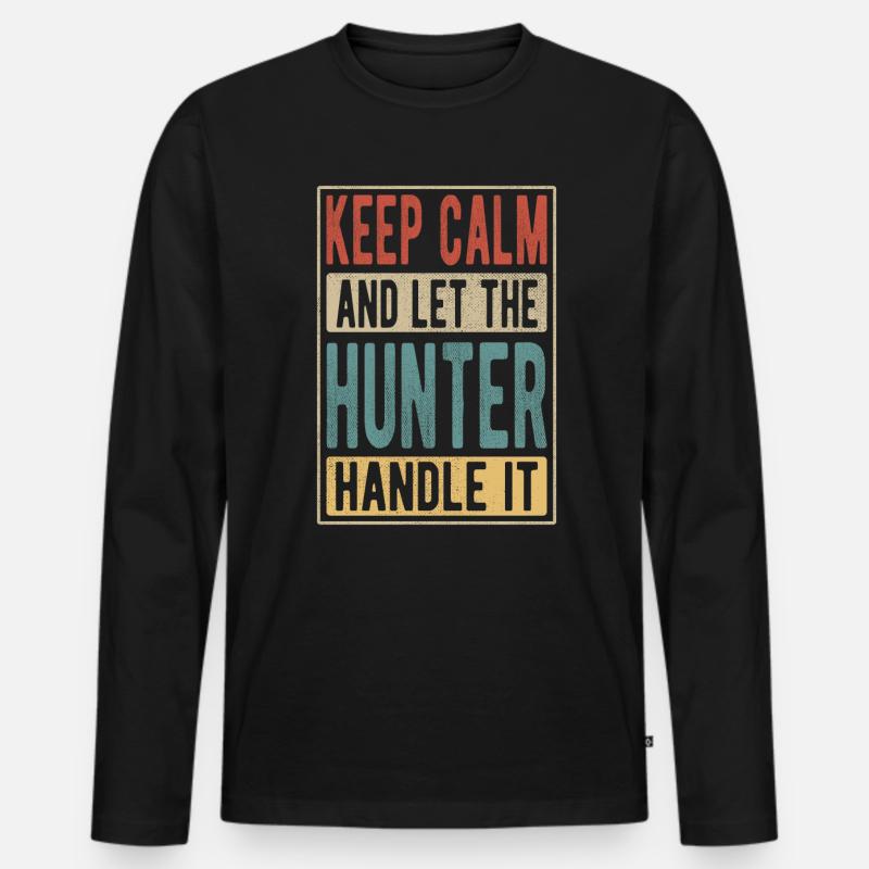 Hunter Retro Geschenk - Männer Premium Bio Langarmshirt - Schwarz