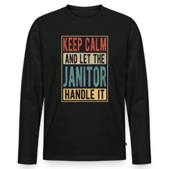 Janitor Retro Gift - Men's Premium Organic Long Sleeve Shirt - black - Front - Nico (187cm)
