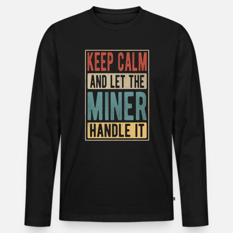 Miner Retro Geschenk - Männer Premium Bio Langarmshirt - Schwarz