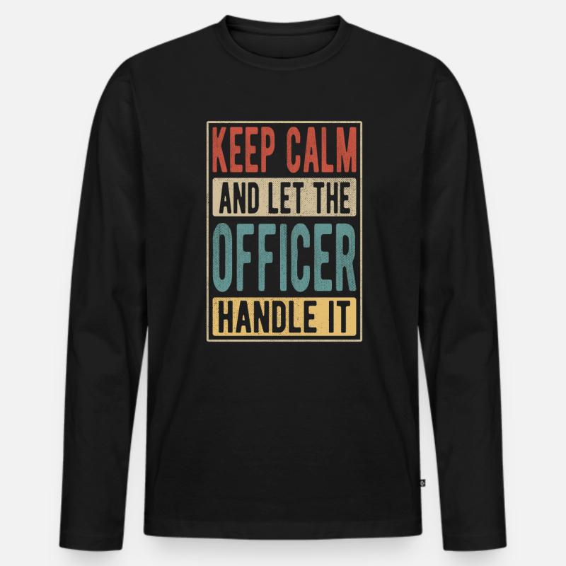 Offiziers-Retro-Geschenk - Männer Premium Bio Langarmshirt - Schwarz