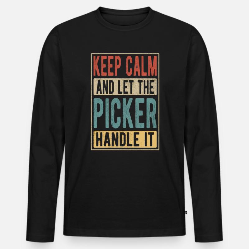 Picker Retro Geschenk - Männer Premium Bio Langarmshirt - Schwarz
