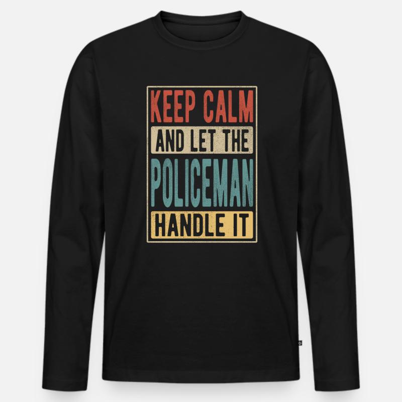 Polizist Retro Geschenk - Männer Premium Bio Langarmshirt - Schwarz