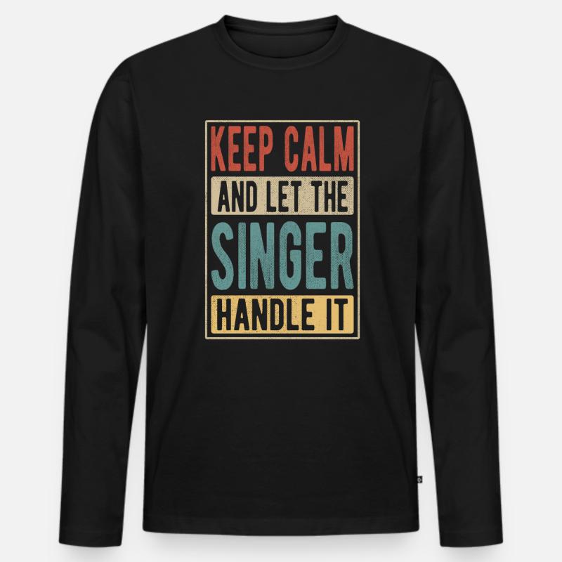 Singer Retro Geschenk - Männer Premium Bio Langarmshirt - Schwarz