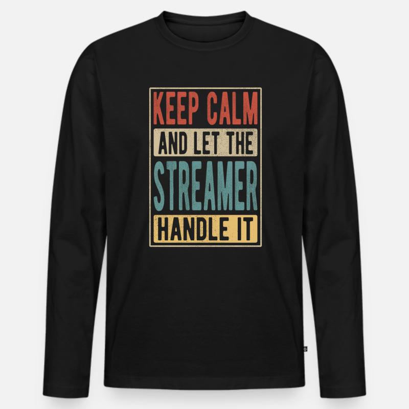Streamer Retro Geschenk - Männer Premium Bio Langarmshirt - Schwarz