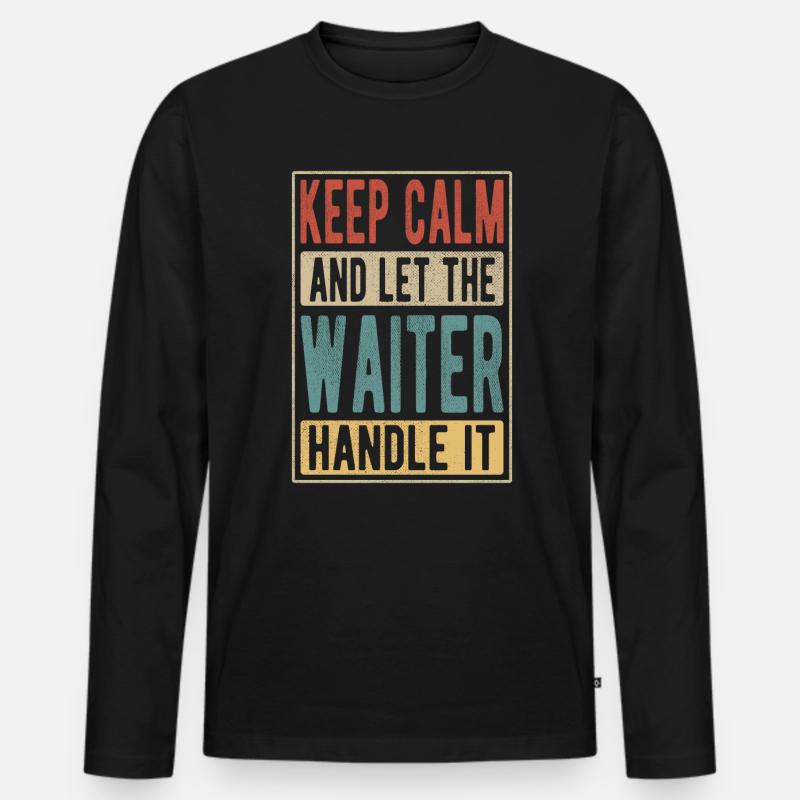 Kellner Retro Geschenk - Männer Premium Bio Langarmshirt - Schwarz