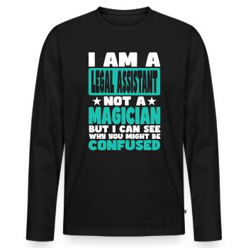 Legal Assistant - Men's Premium Organic Long Sleeve Shirt - black - Front - Nico (187cm)