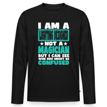 Concepteur d’éclairage - T-shirt manches longues Premium bio Homme - noir - Devant - Nico (187cm)