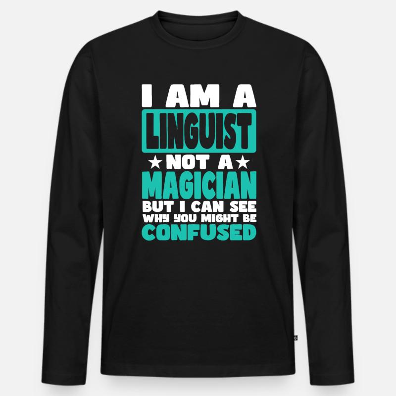 Linguist - Männer Premium Bio Langarmshirt - Schwarz