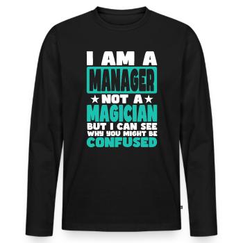 Manager - Männer Premium Bio Langarmshirt - Schwarz - Vorne - Nico (187cm)