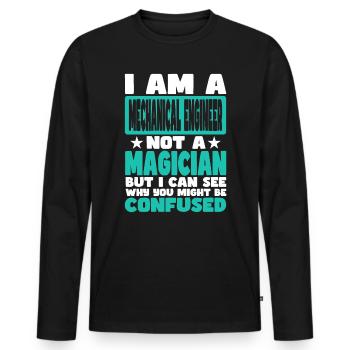 Mechanical Engineer - Men's Premium Organic Long Sleeve Shirt - black - Front - Nico (187cm)